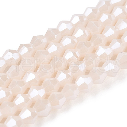Opaque Solid Color Electroplate Glass Beads Strands EGLA-A039-P2mm-A06-1