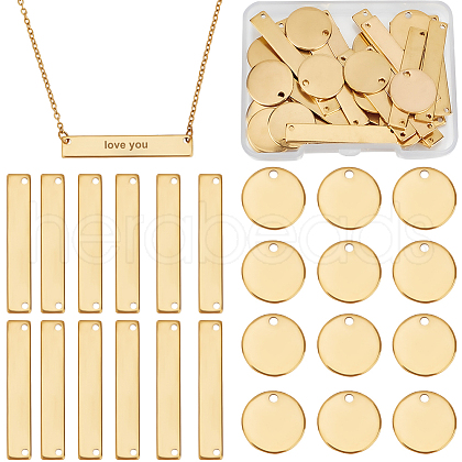 Beebeecraft 48Pcs 2 Styles Ion Plating(IP) 304 Stainless Steel Pendants STAS-BBC0005-82G-1