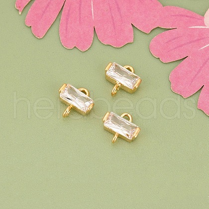 10Pcs Brass Crystal Rhinestone Connector Charms KK-V006-04G-05-1