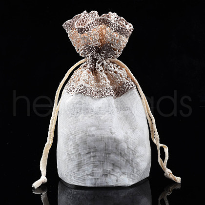 Polyester Lace & Slub Yarn Drawstring Gift Bags OP-Q053-010A-1