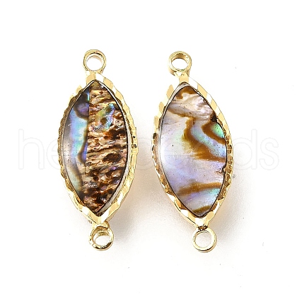 Brass Pave Natural Paua Shell Connector Charms KK-E794-01G-09-1