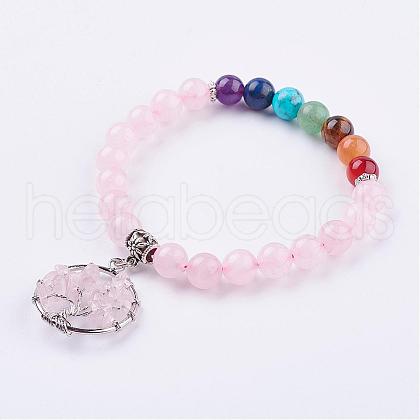 Gemstone Stretch Bracelets BJEW-F262-B03-1