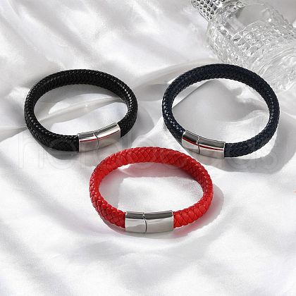 Braided Microfiber Leather Cord Bracelets for Men BJEW-Z081-08P-1