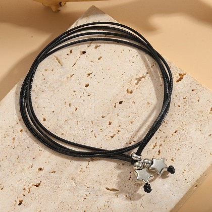 Black Waxed Cord Wrap Anklets WG9480C-02-1