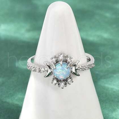 Brass Micro Pave Cubic Zirconia Finger Rings RJEW-D318-03P-1