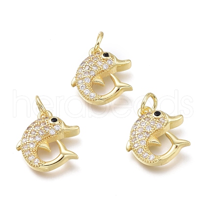 Brass Micro Pave Clear Cubic Zirconia Charms X-ZIRC-H100-02G-1