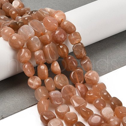 Natural Peach Moonstone Beads Strands G-P497-01E-69B-1