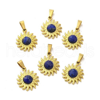 Natural Lapis Lazuli Faceted Sun Pendants STAS-P361-03G-01-1