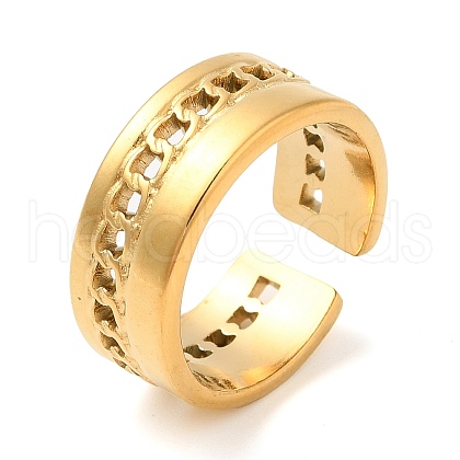 304 Stainless Steel Hollow Open Cuff Rings for Women STAS-D085-38G-1