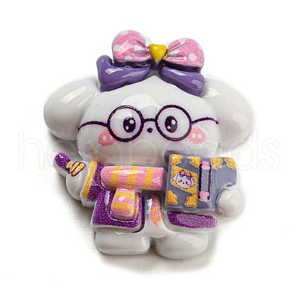 Opaque Resin Cute Puppy Cabochons CRES-P026-B04-1
