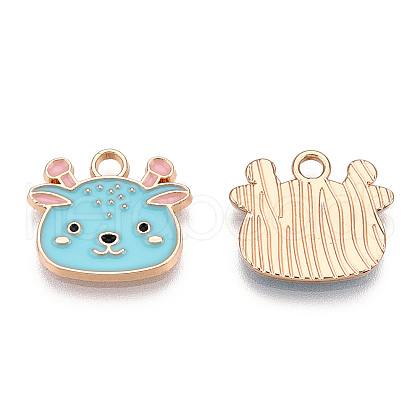 Light Gold Plated Alloy Enamel Pendants ENAM-T009-84A-RS-1