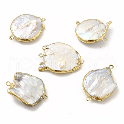 Baroque Natural Keshi Pearl Connector Charms PEAR-P004-21KCG-1