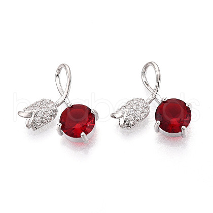 Brass Micro Pave Cubic Zirconia Pendants KK-T074-72P-02-1