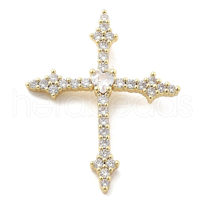 Brass Micro Pave Clear Cubic Zirconia Pendants KK-L228-01G-04-1