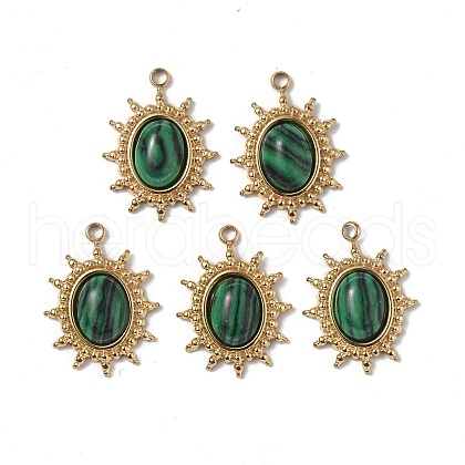 Vacuum Plating 201 Stainless Steel Synthetic Malachite Pendants STAS-C064-VC0900-1