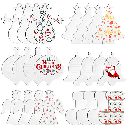 SUNNYCLUE 48Pcs 6 Styles Christmas Acrylic Big Pendants FIND-SC0011-43-1