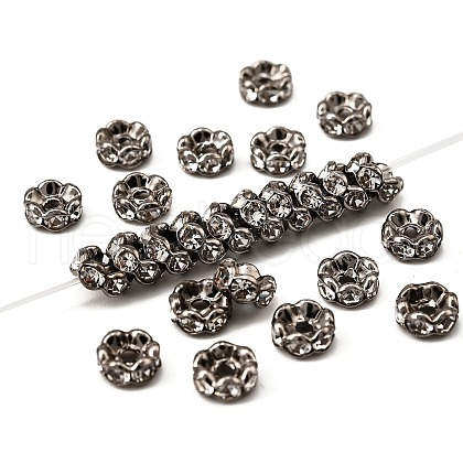 Brass Rhinestone Spacer Beads RB-A014-L6mm-01B-NF-1