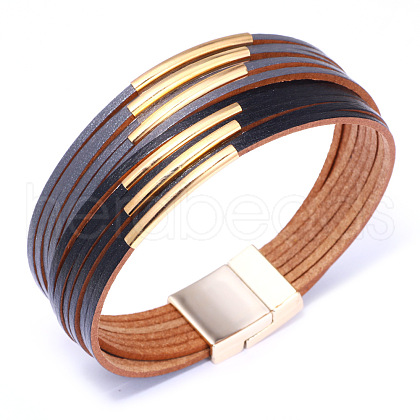 Genuine Cowhide Leather Cord Multi-strand Bracelets BJEW-F352-10GP-05-1