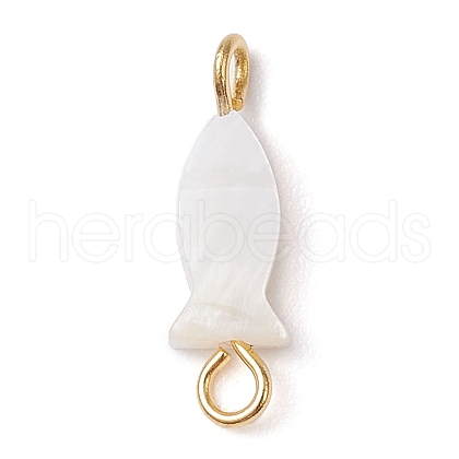 Natural Freshwater Shell Fish Links Connector Charms PALLOY-JF02821-1