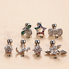 Brass Micro Pave Clear Cubic Zirconia Moon Cartilage Earrings WG7D5C2-10-1
