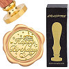 Brass Wax Seal Stamp with Wood Handle AJEW-WH0412-0262-1