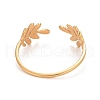 Ion Plating(IP) 304 Stainless Steel Leaf Open Cuff Ring for Women RJEW-C025-24G-3