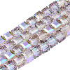 Electroplate Transparent Glass Beads Strands EGLA-N002-28-2