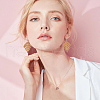 FIBLOOM 4 Pairs 4 Colors Wood Leaf Dangle Earrings EJEW-FI0001-94-7