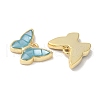 Rack Plating Brass & Shell Butterfly Charms with Epoxy Resin KK-K380-02G-2
