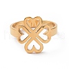 Ion Plating(IP) 201 Stainless Steel Heart Clover Finger Ring RJEW-J051-01G-2