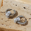 Brass Imitation Pearl Square Hoop Earrings ZE1416-2-1