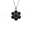 Natural Black Agate Flower Pendant Necklace FO7861-6-1