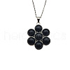 Natural Dyed & Heated Black Agate Flower Pendant Necklaces FO7861-6-1