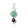 Heart Gemstone Links Connector Charms PALLOY-JF03231-3