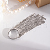 Exaggerated Fringe Stainless Steel Finger Rings with Simple Tassel Chain for Women EO0364-4