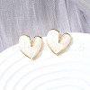 Heart Brass Stud Earrings EJEW-V011-07G-03-1