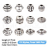 HOBBIESAY 379Pcs 12 Styles Tibetan Style Alloy Spacer Beads Sets TIBEB-HY0001-09-2