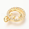 Brass Micro Pave Clear Cubic Zirconia Charms ZIRC-O036-31G-3