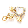 Brass Micro Pave Clear Cubic Zirconia Pendants KK-N268-18G-2