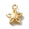 Brass Cubic Zirconia Flower Charms KK-O141-01G-04-3