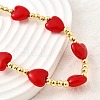 Brass & ABS Imitation Pearl Heart and Round Beaded Necklaces for Women NJEW-D314-11A-G-2