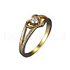 Heart Brass Micro Pave Clear Cubic Zirconia Finger Rings FS-WG243FC-05-2
