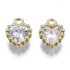 Brass Inlaid Clear Cubic Zirconia Charms ZIRC-S069-048B-G-1