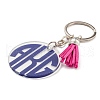 Acrylic Flat Round with Suede Tassel Pendant Keychain KEYC-G060-01B-2