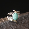 Oval Synthetic Turquoise Finger Rings FS-WGBAF9A-01-2