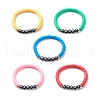 5Pcs 5 Color Handmade Polymer Clay Disc Surfer Stretch Bracelets Set BJEW-JB08800-1