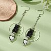 Acrylic Bear & Lampwork Heart Dangle Earrings EJEW-JE05416-01-3