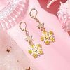 Brass Glass Seed Beads Flower Leverback Earrings EJEW-MZ00426-02-1
