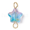 Spray Painted Glass Connector Charms PALLOY-JF02339-01-1