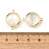 Brass Pave Natural White Shell Connector Charms KK-E794-01G-03-3